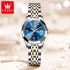 OLEVS 9998 Women's Fashion Business Waterproof Stainless Steel Double Calendar Diamond Quartz Watch - RoyalBlue & Silver & Golden